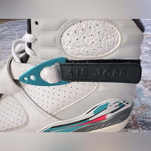 Jordan 8 Retro South Beach Shoes Black White Pink Teal - Size 12 - Picture 2 of 14